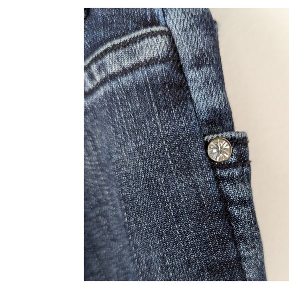 Chico'sY2K Platinum sz1 Wiskers bootcut bling some distressing no cuts flareGUC - Picture 7 of 16